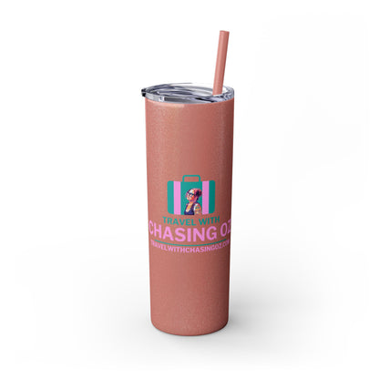 Travel with Chasing Oz Skinny Tumbler with Straw, 20oz