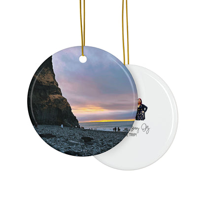 Black Sand Beach Sunrise Iceland - Ceramic Double-Sided Ornament
