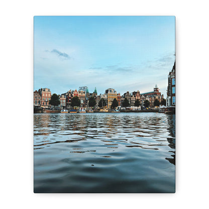 Amsterdam Central Station Canal View - Matte Stretched Canvas (1.25")