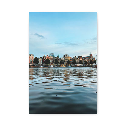 Amsterdam Central Station Canal View - Matte Stretched Canvas (1.25")