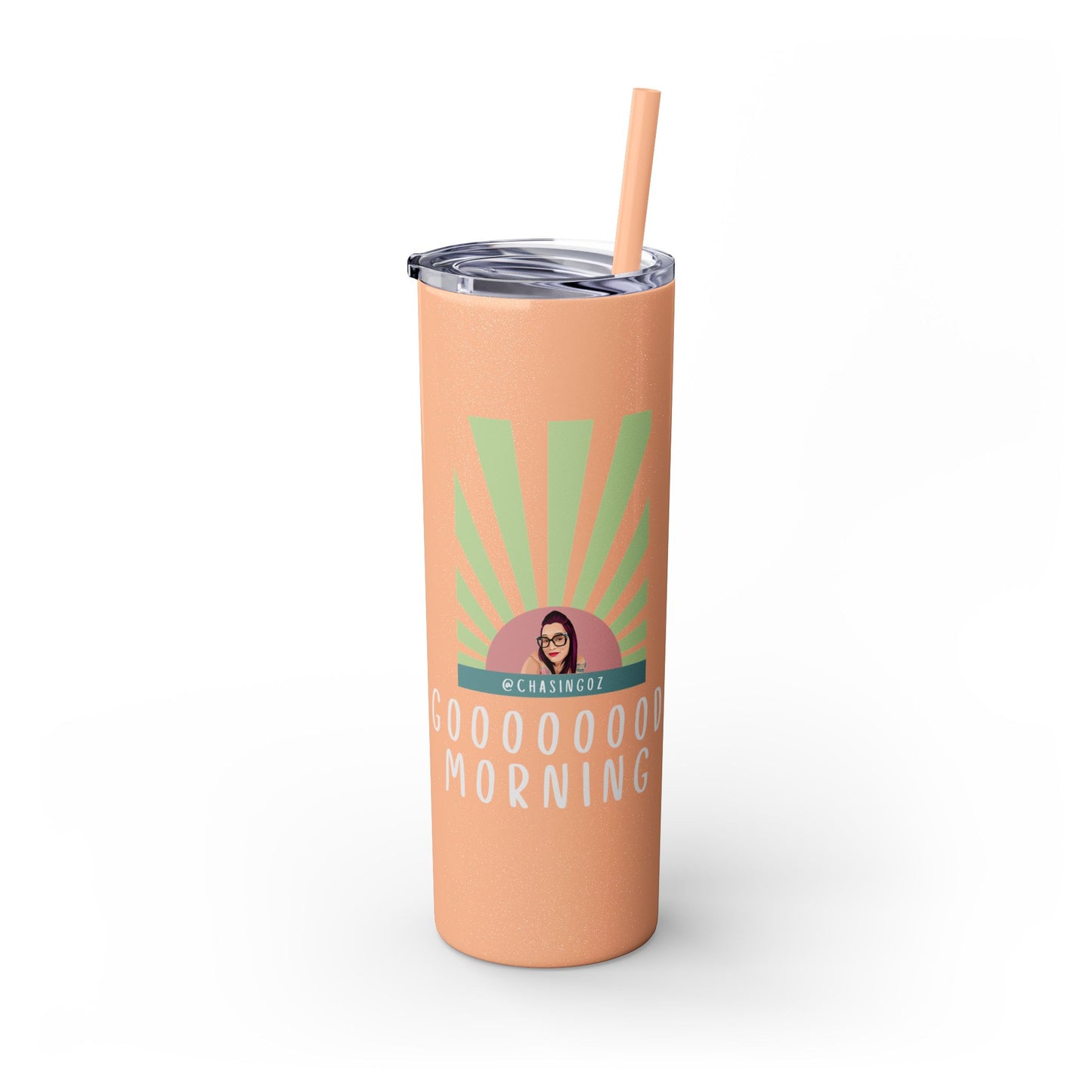 Chasing Oz Good Morning Skinny Tumbler with Straw, 20oz