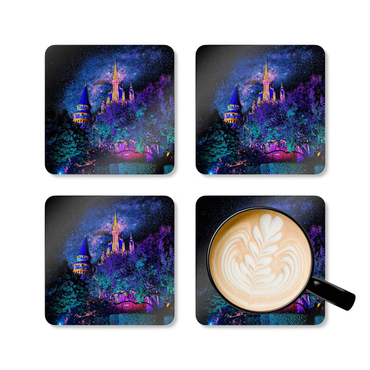 Chasing Oz Art Cinderella Castle at Night - Corkwood Coaster Set of 4