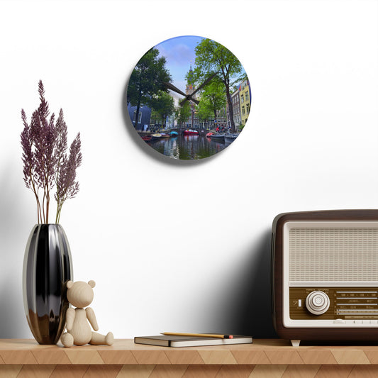 Amsterdam at Sundown - Acrylic Wall Clock