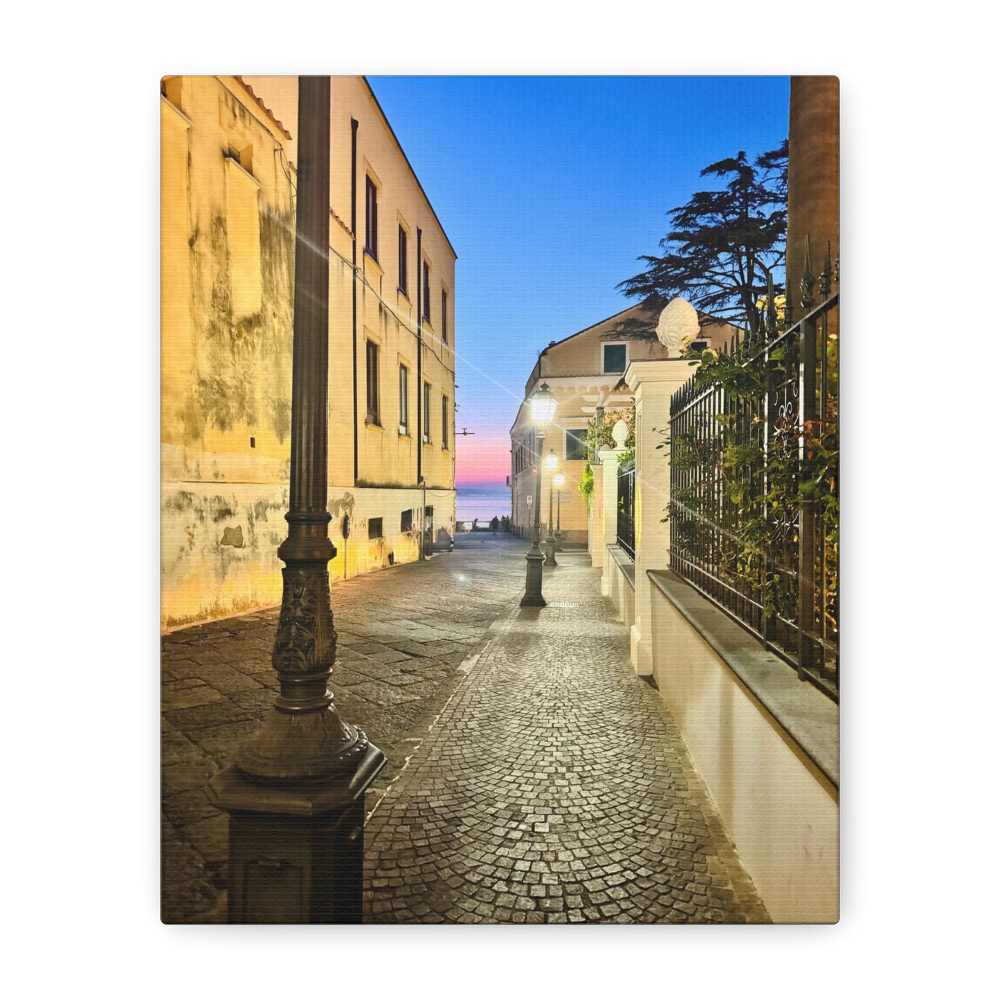 Amalfi Coast Nights Sunset Coastal Alley - Matte Canvas Print (1.25")
