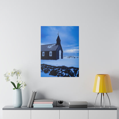 Chasing Oz Art Iceland Black Church Matte Canvas Stretched - 0.75"