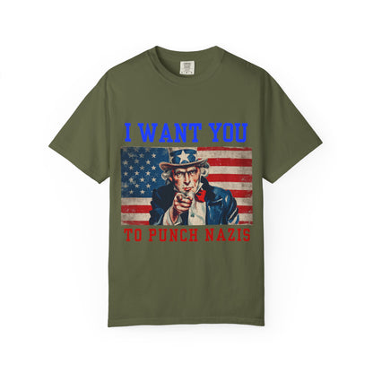 I Want You To Punch Nazis" Patriotic Unisex Tee