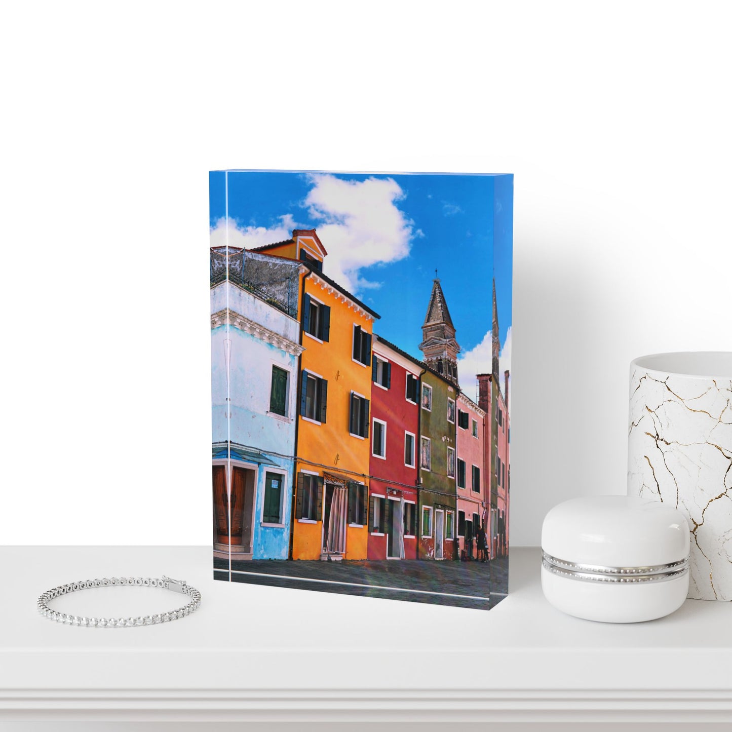 Chasing Oz Art Colorful Burano Acrlyic Photo Block