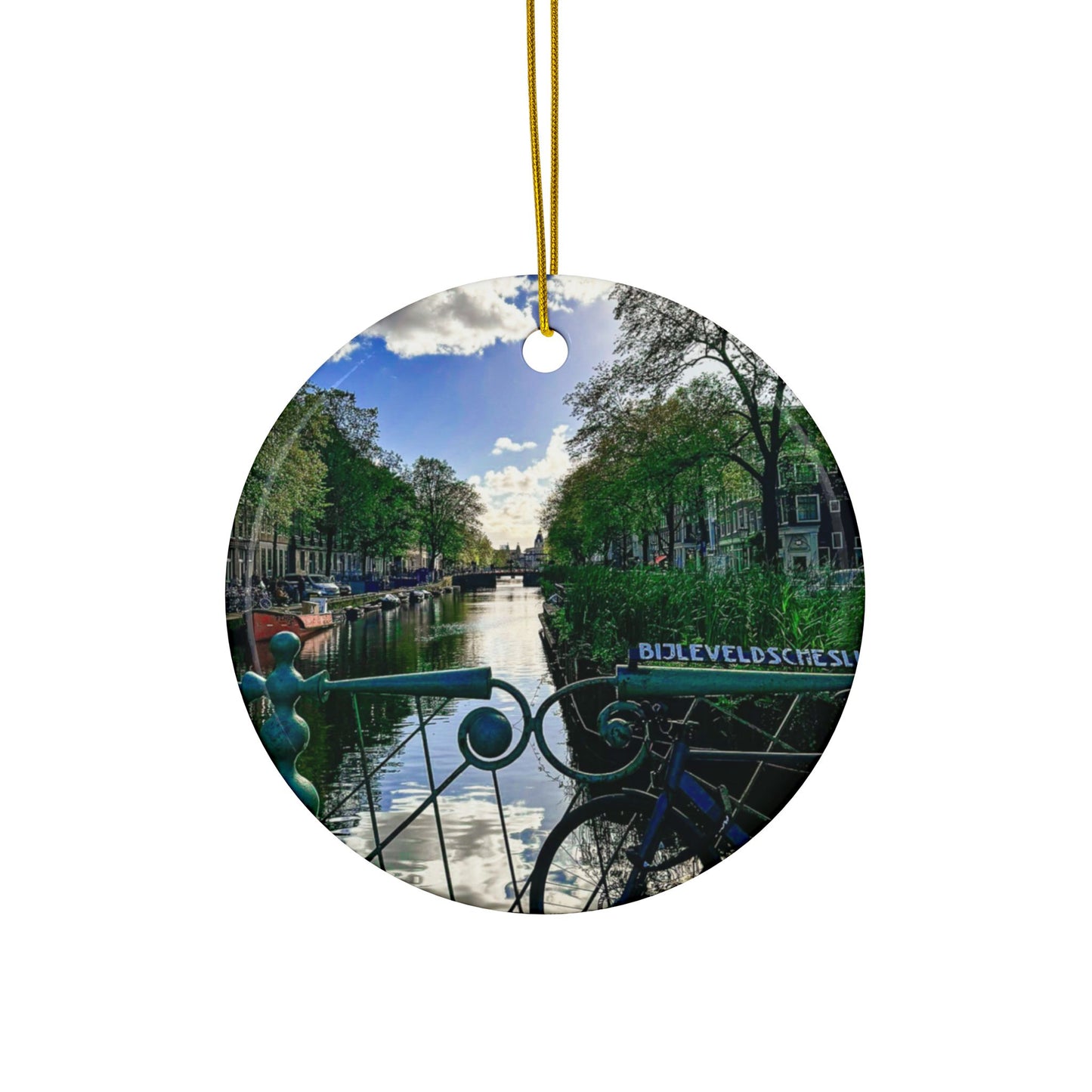 Amsterdam Bike Views by Chasing Oz - Double-sided Ceramic Ornaments