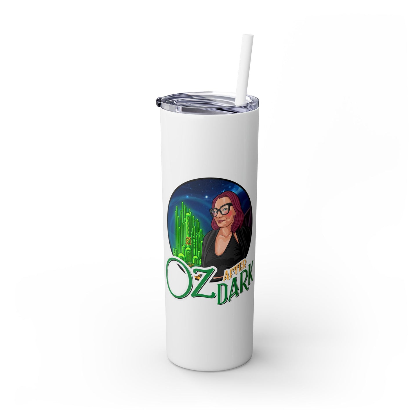 Oz After Dark Podcast Skinny Tumbler with Straw -20oz