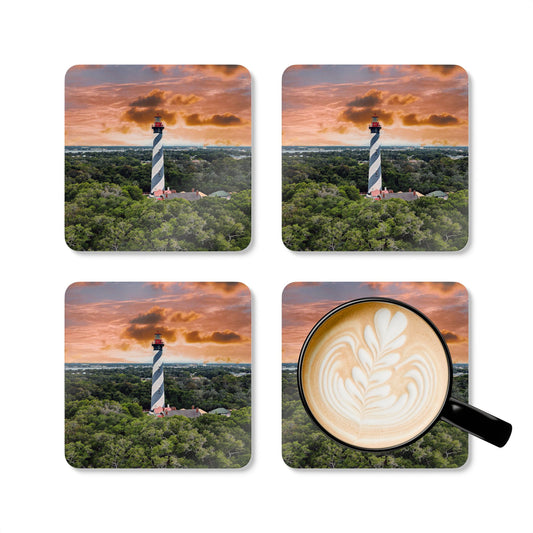 St. Augustine Lighthouse Sunset by Chasing Oz - Corkwood Coaster Set (of 4)