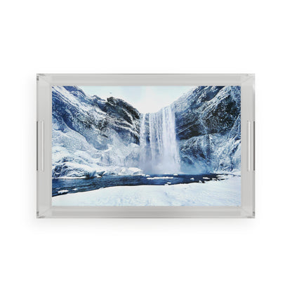 Chasing Oz Art Iceland Frozen Waterfall Acrylic Serving Tray