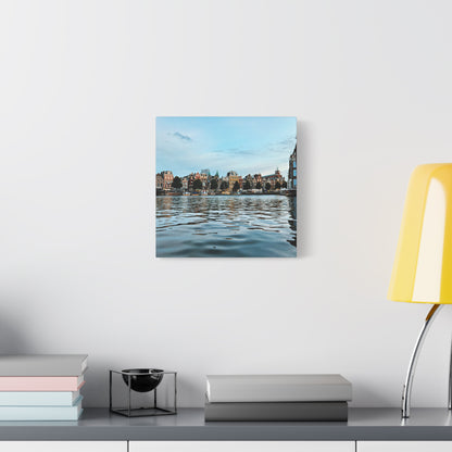 Amsterdam Central Station Canal View - Matte Stretched Canvas (1.25")