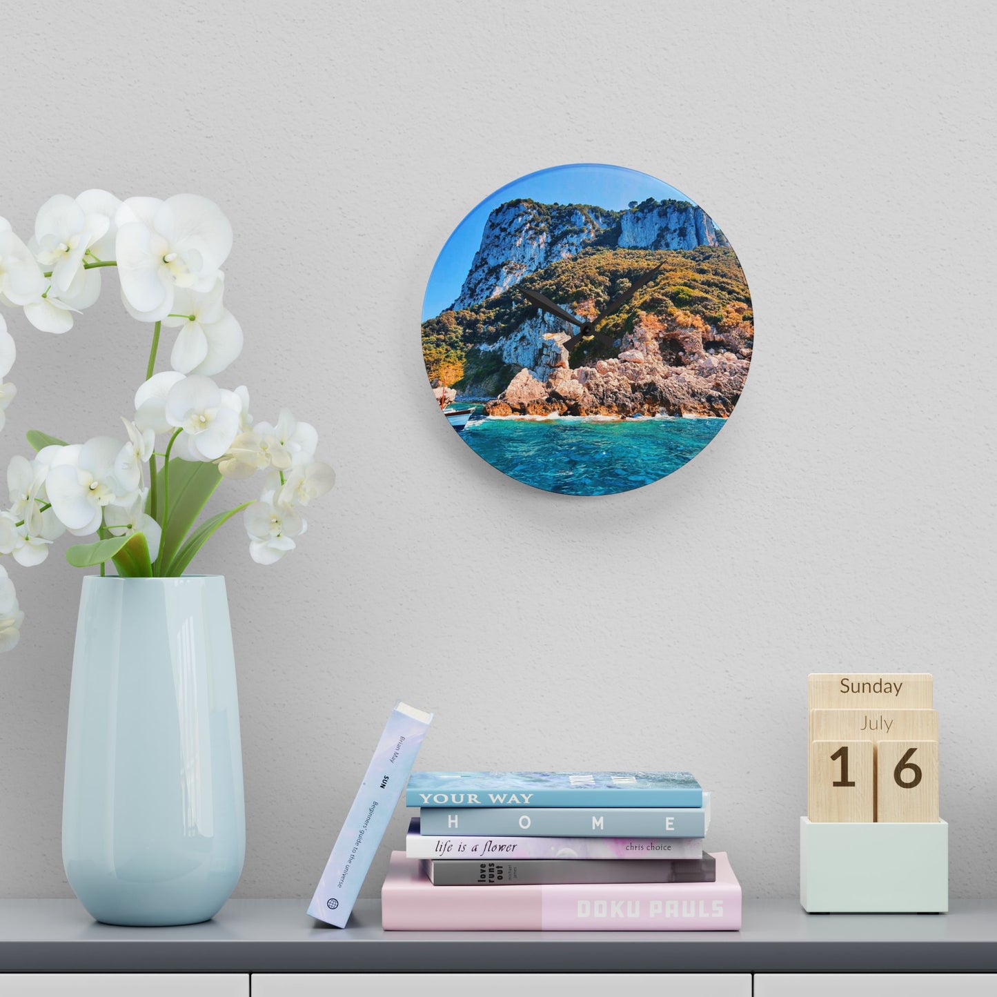 Capri Coastline - Acrylic Wall Clock