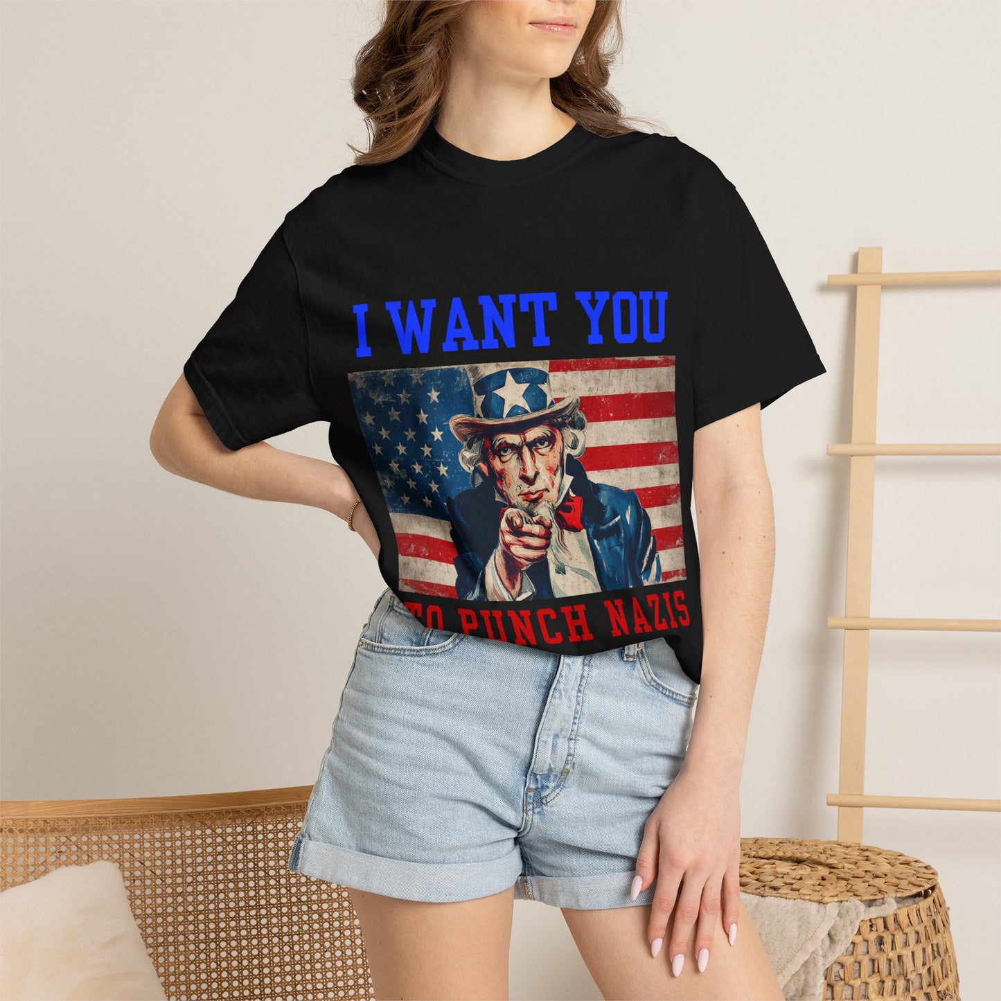 I Want You To Punch Nazis" Patriotic Unisex Tee