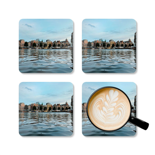 Amsterdam Canal Twilight by Chasing Oz - Corkwood Coaster Set (of 4)