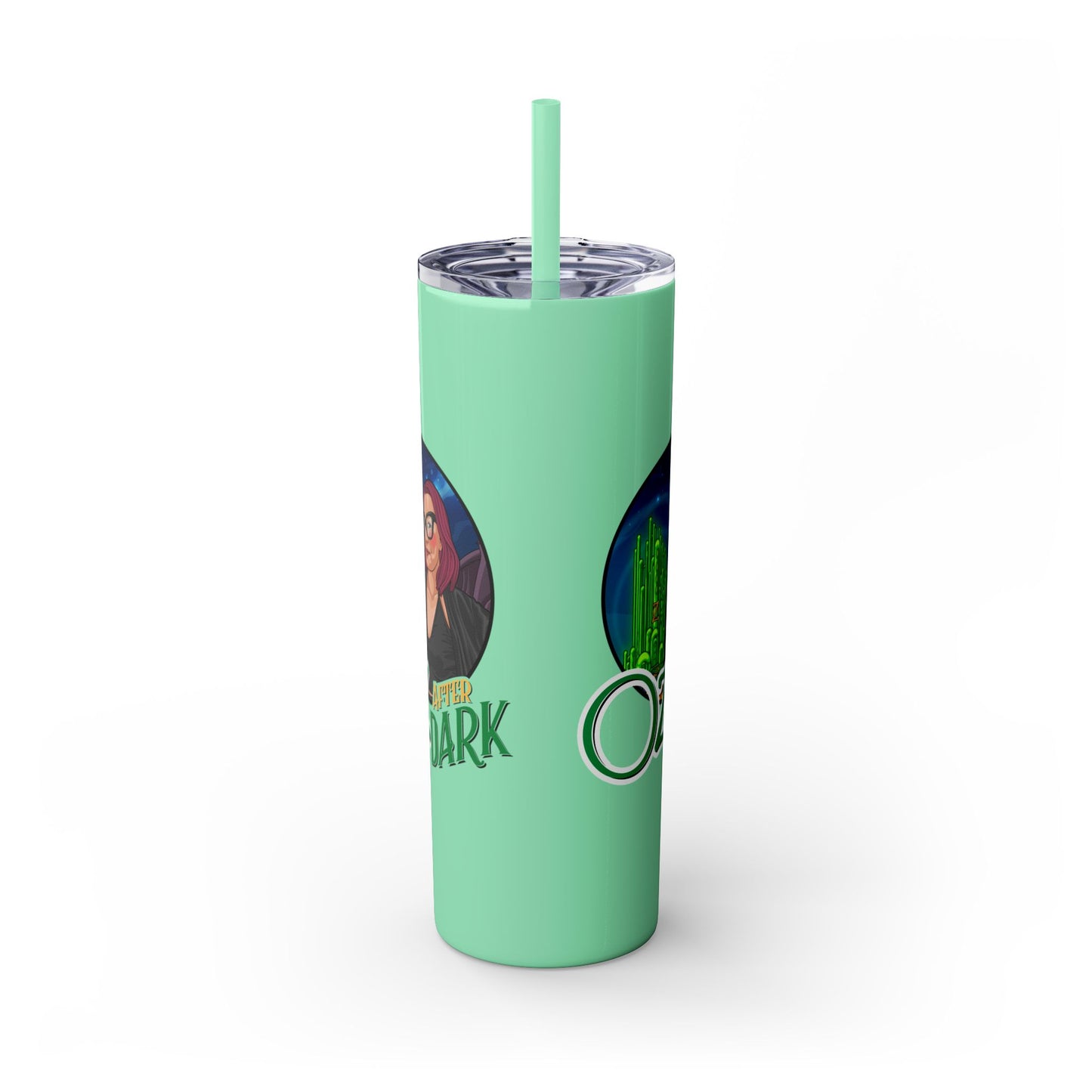 Oz After Dark Podcast Skinny Tumbler with Straw -20oz