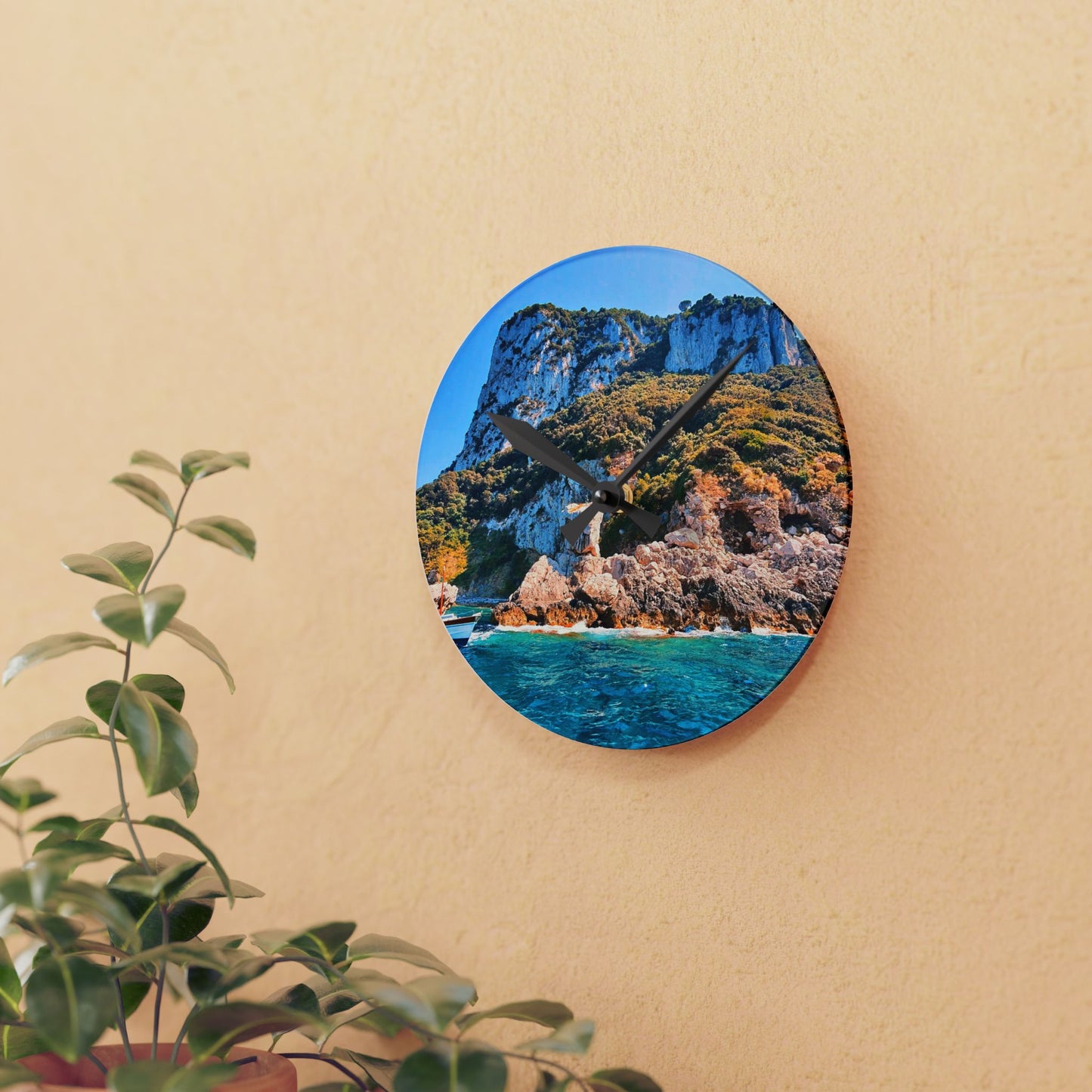 Capri Coastline - Acrylic Wall Clock