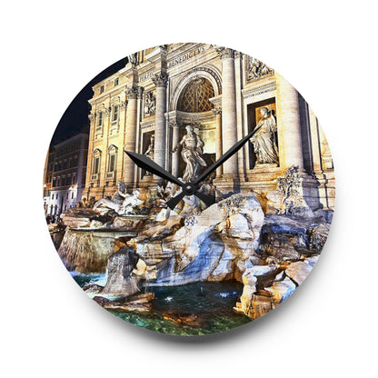 Chasing Oz Art Trevi Fountain Rome - Acrylic Wall Clock