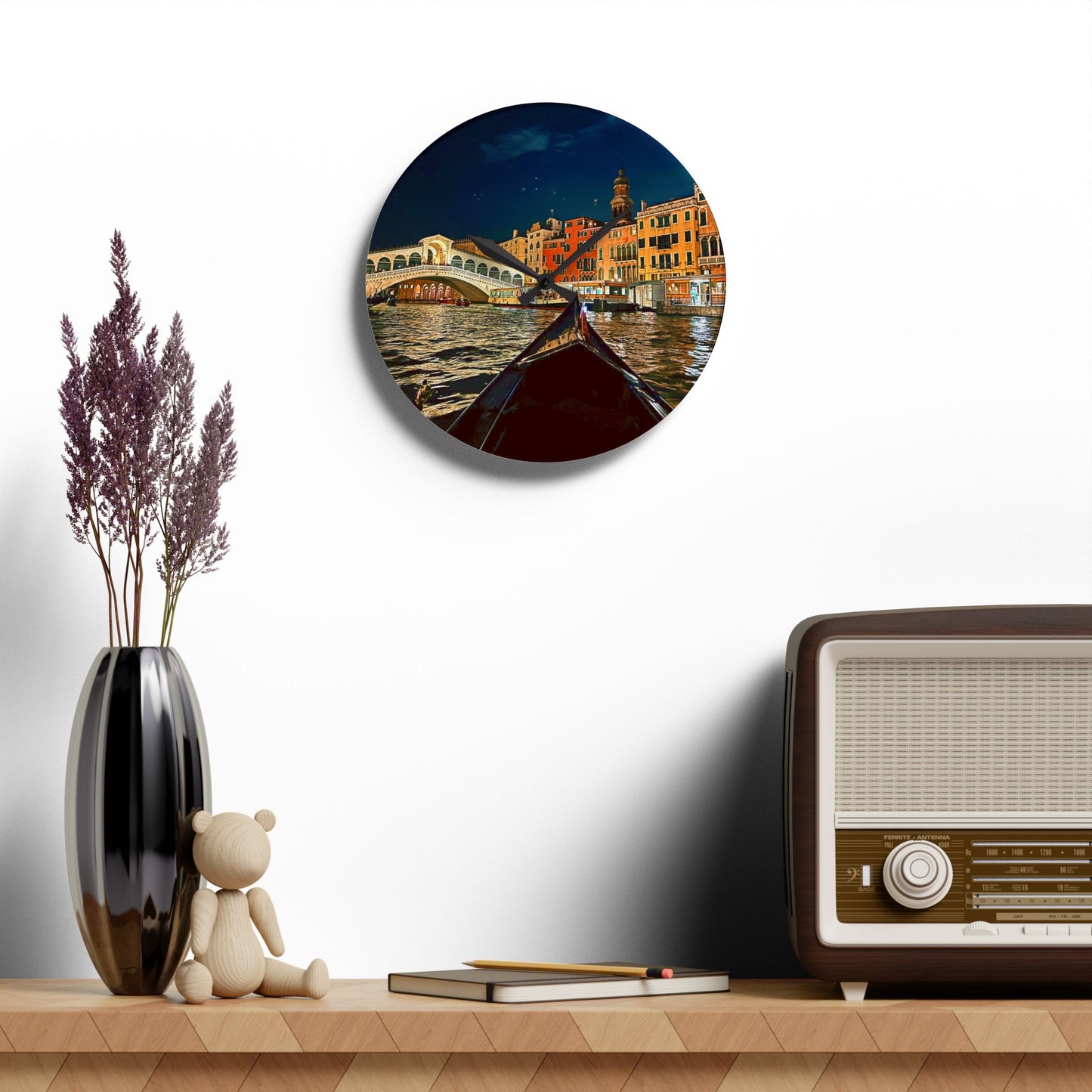 Chasing Oz Art Rialto Bridge Venice Acrylic Wall Clock