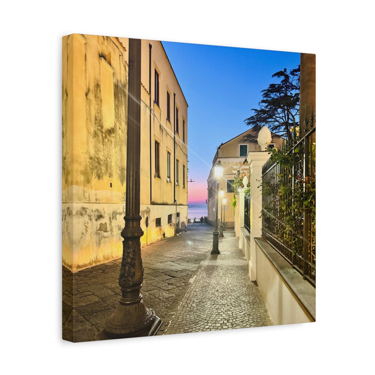 Amalfi Coast Nights Sunset Coastal Alley - Matte Canvas Print (1.25")