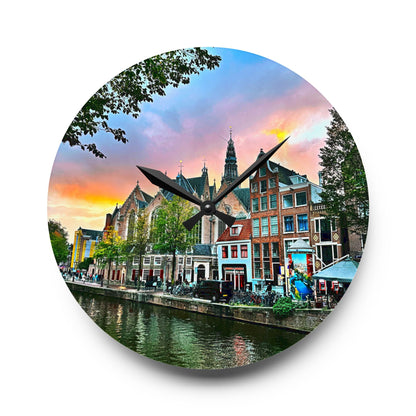 Wall Clock - Amsterdam Sunset Photography by Chasing Oz