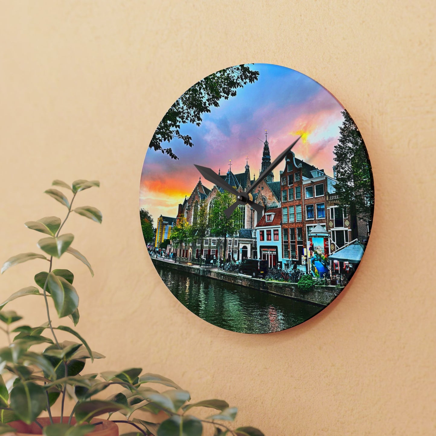 Wall Clock - Amsterdam Sunset Photography by Chasing Oz