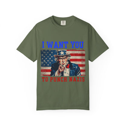 I Want You To Punch Nazis" Patriotic Unisex Tee