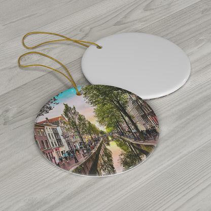 Chasing Oz Art Amsterdam Fall Canal Ceramic Ornament