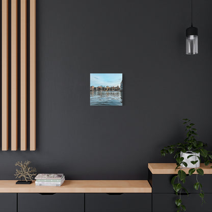 Amsterdam Central Station Canal View - Matte Stretched Canvas (1.25")