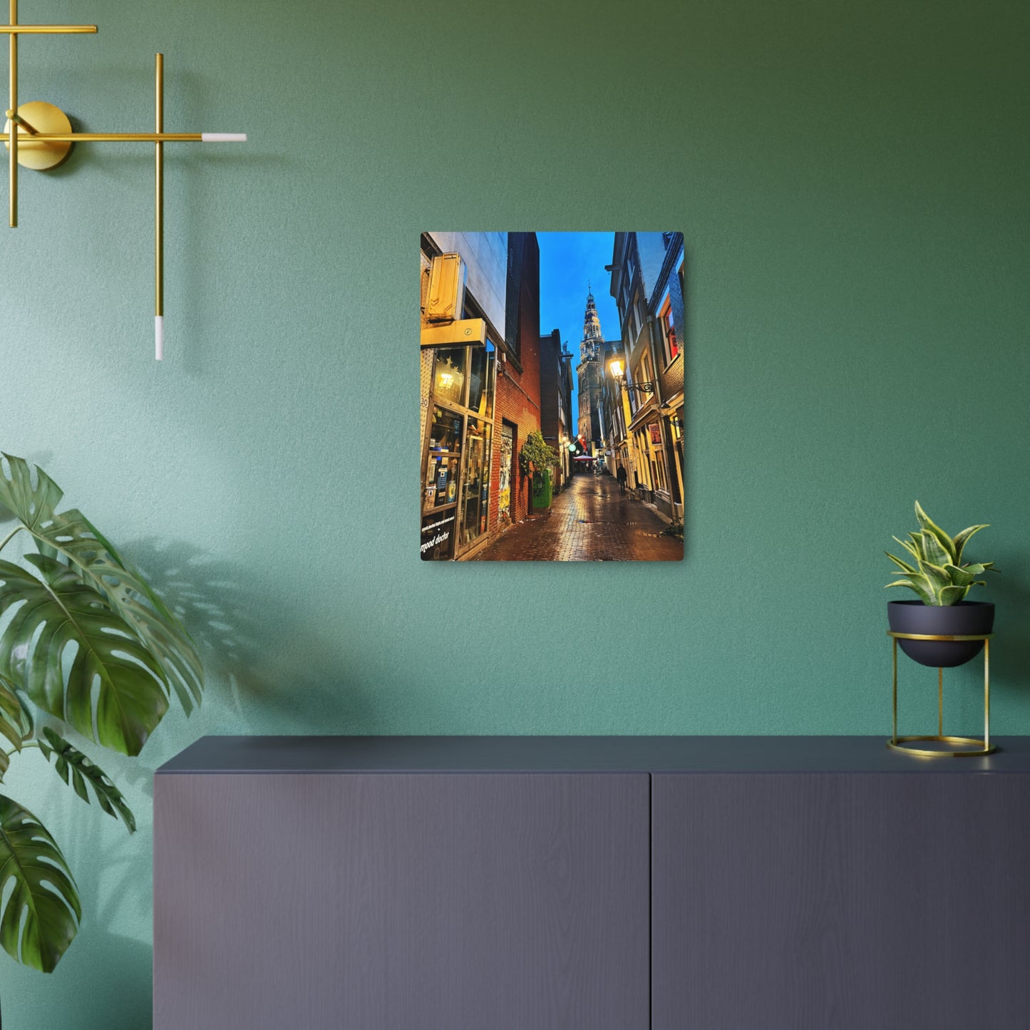 Amsterdam Alley Nightscape - Metal Art Sign