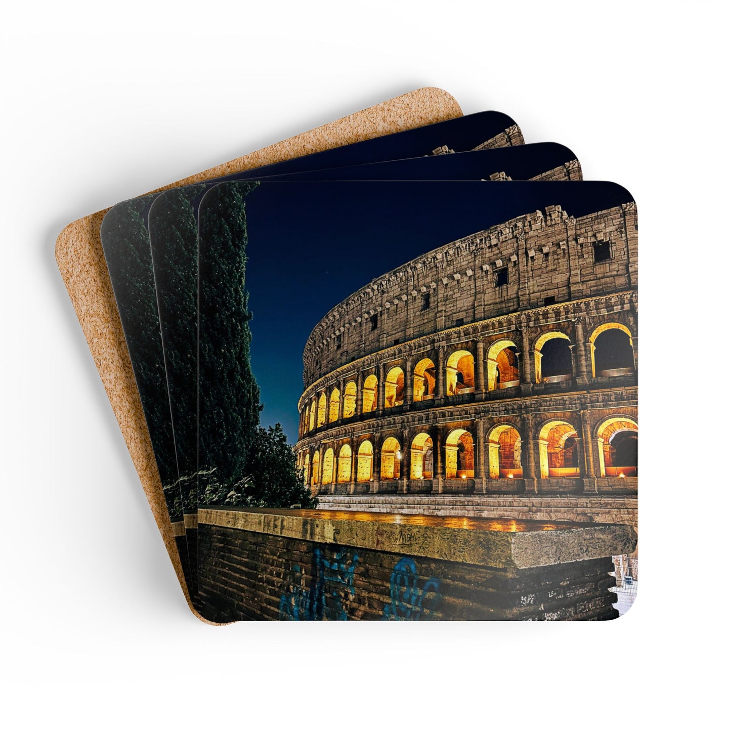 Evening Coliseum by Chasing Oz - Corkwood Coaster Set (of 4)