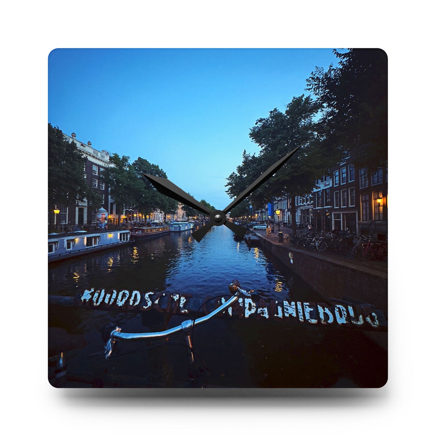 Canal Nights Amsterdam - Acrylic Wall Clock