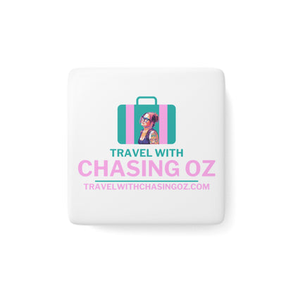 Travel with Chasing Oz Porcelain Square Magnet