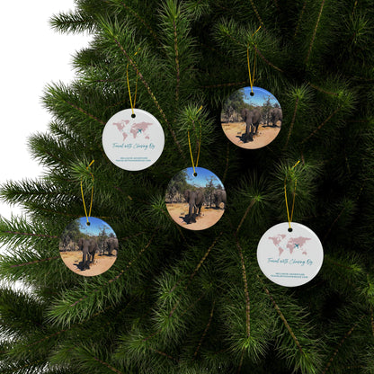 Safari Elephants by Chasing Oz - Ceramic Ornaments