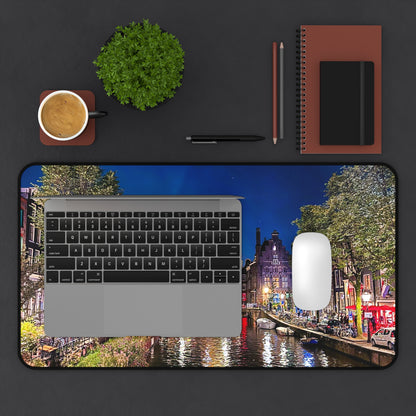 Amsterdam Canal at Night - Desk Mat