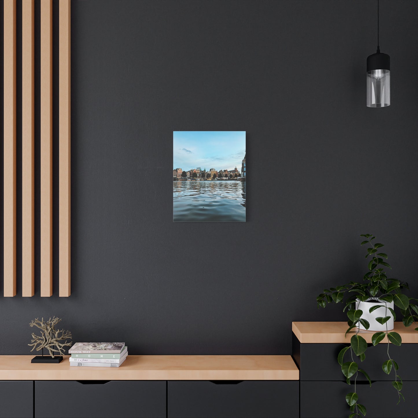 Amsterdam Central Station Canal View - Matte Stretched Canvas (1.25")