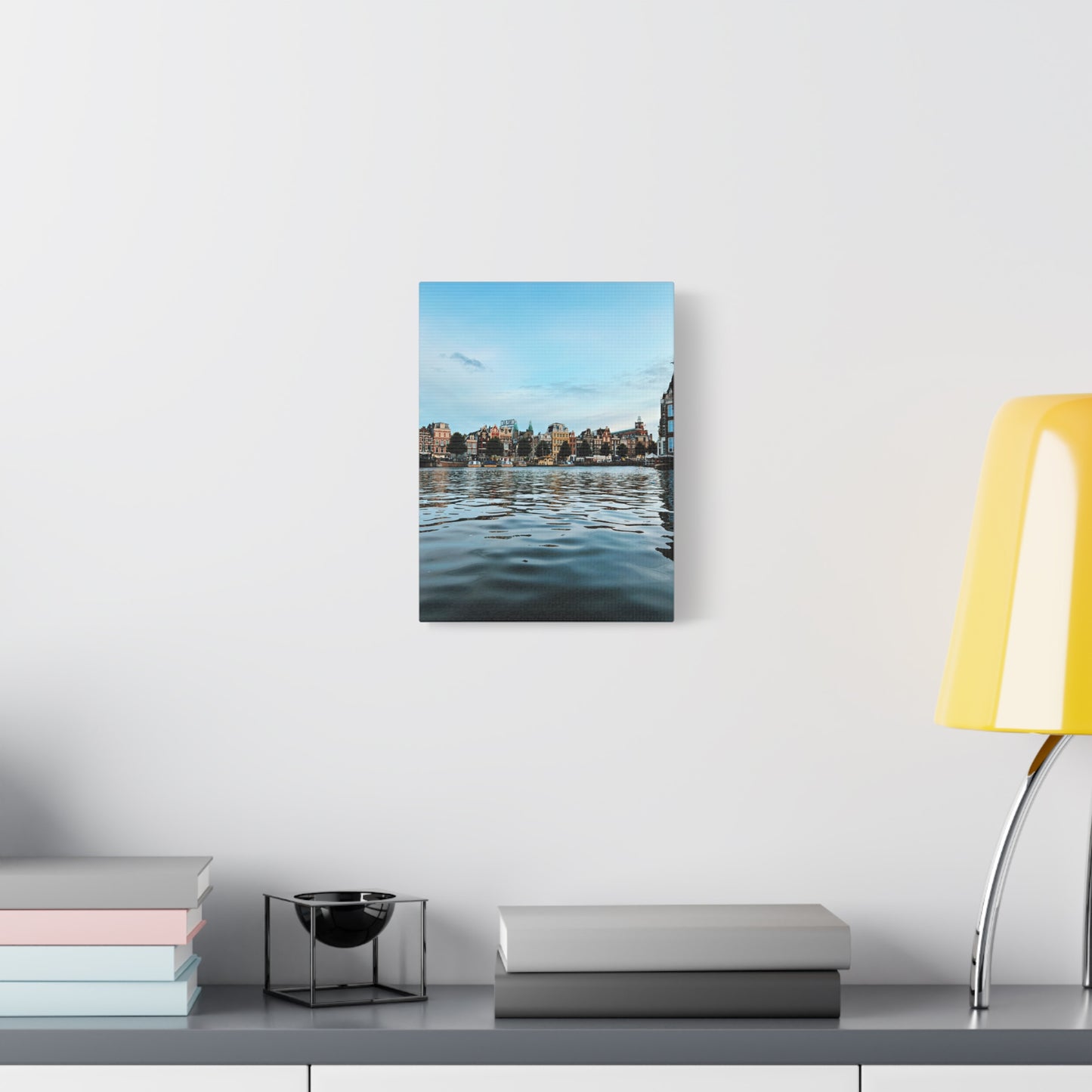 Amsterdam Central Station Canal View - Matte Stretched Canvas (1.25")