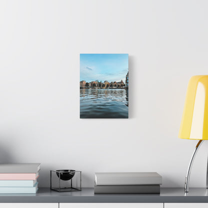 Amsterdam Central Station Canal View - Matte Stretched Canvas (1.25")