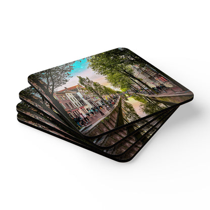 Fall Amsterdam at Twilight by Chasing Oz - Corkwood Coaster Set (of 4)