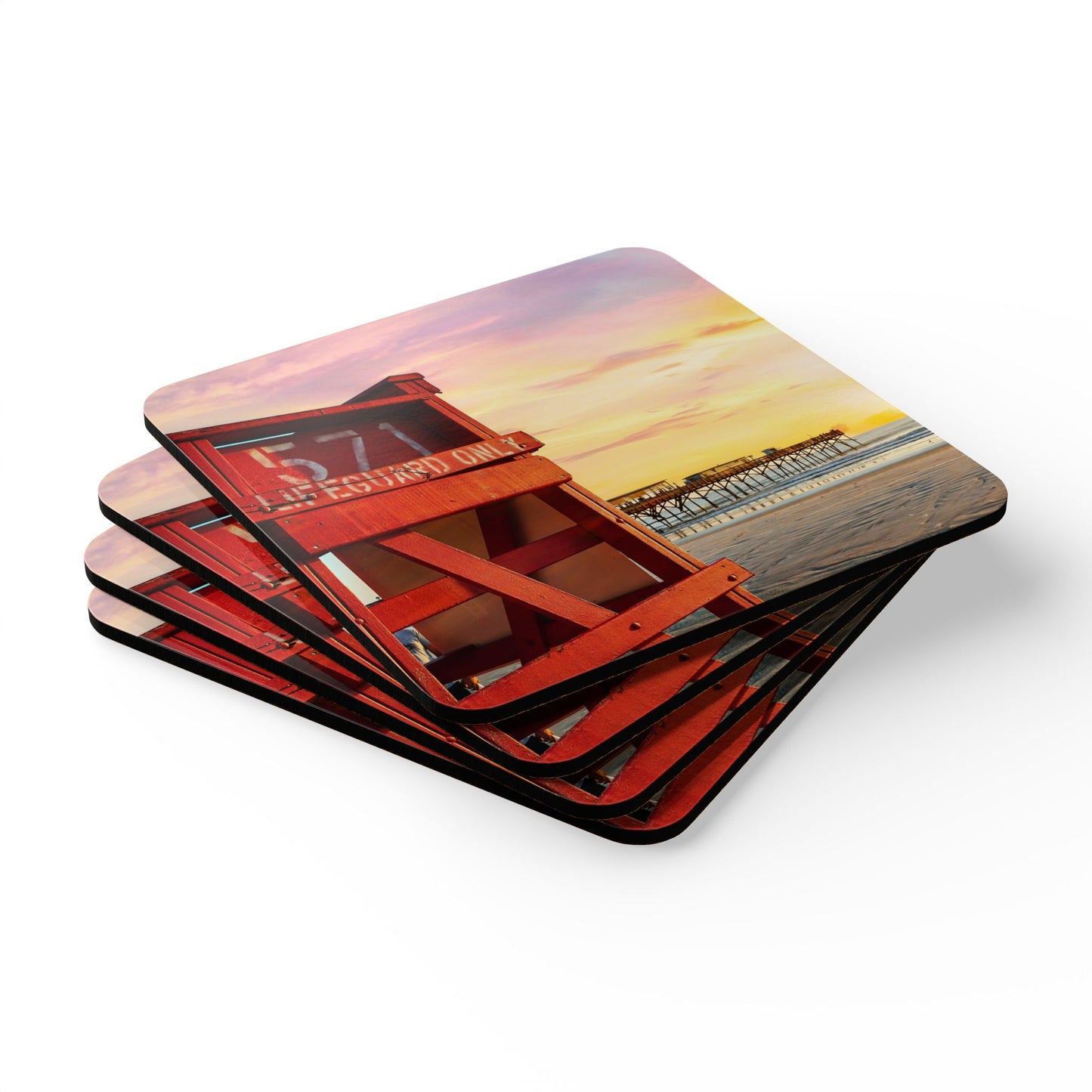 Daytona Beach Sunrise by Chasing Oz - Cork Coaster Set (of 4)