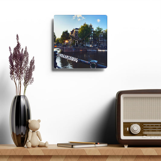 Amsterdam Canal Cityscape - Acrylic Wall Clock