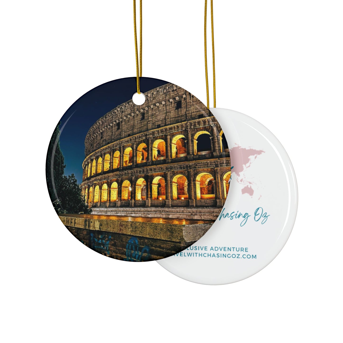 Evening Coliseum Rome by Chasing Oz - Double-sided Ceramic Ornaments