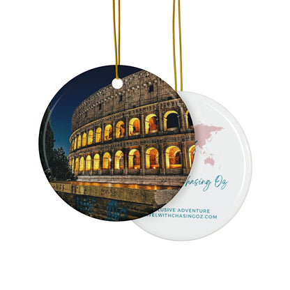 Evening Coliseum Rome by Chasing Oz - Double-sided Ceramic Ornaments