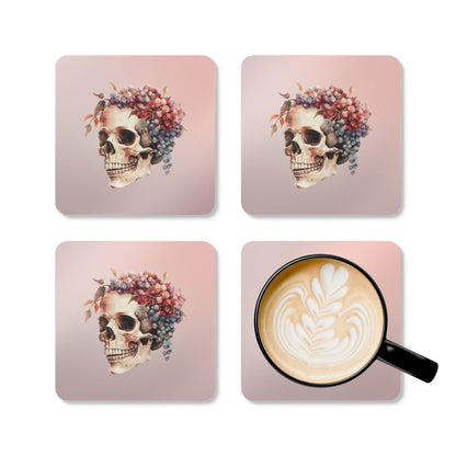 Floral Skull - Cork Coaster (Set of 4)
