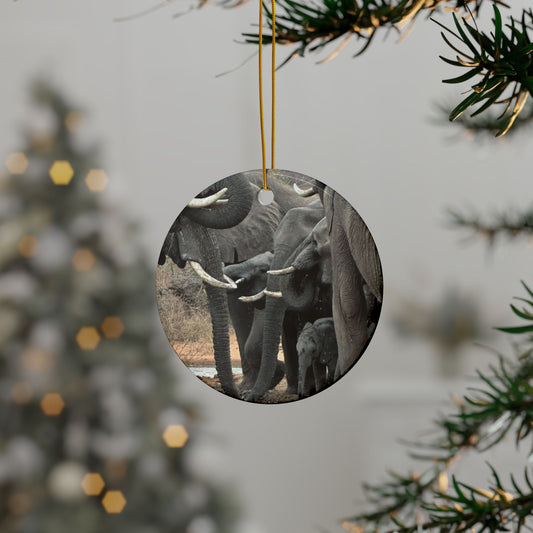 Elephant Watering Hole - Ceramic Ornaments