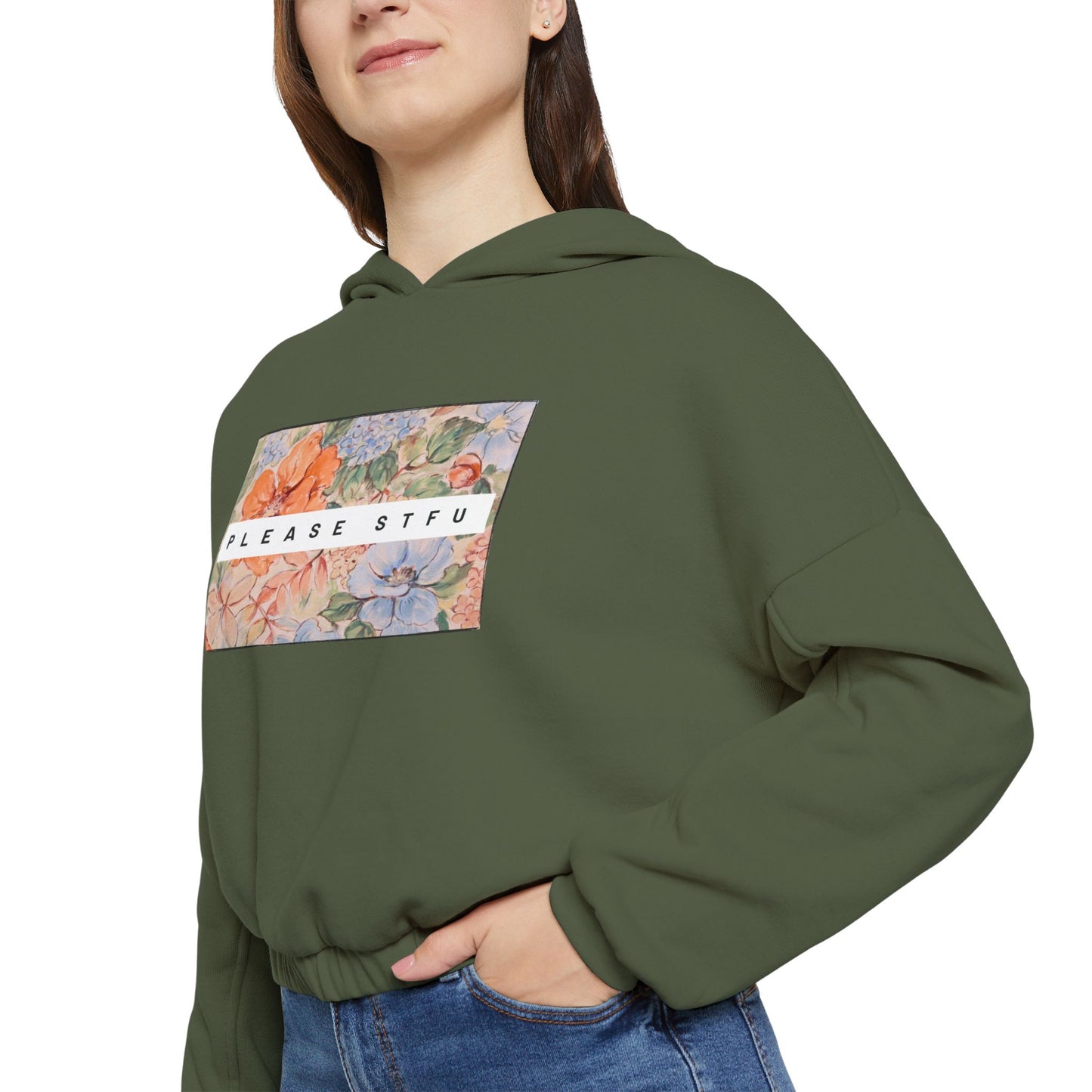 Please STFU Women's Cinched Bottom Hoodie