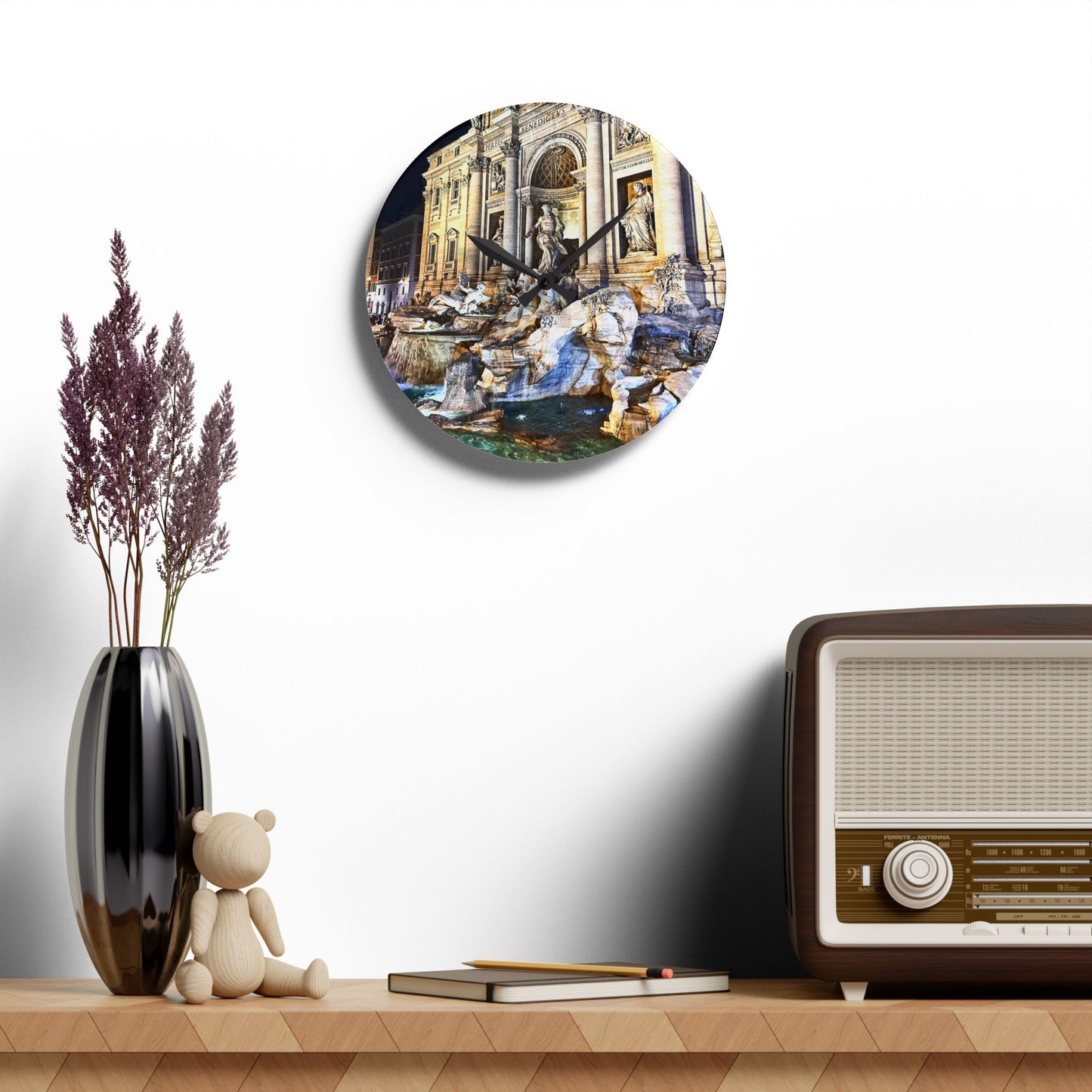 Chasing Oz Art Trevi Fountain Rome - Acrylic Wall Clock