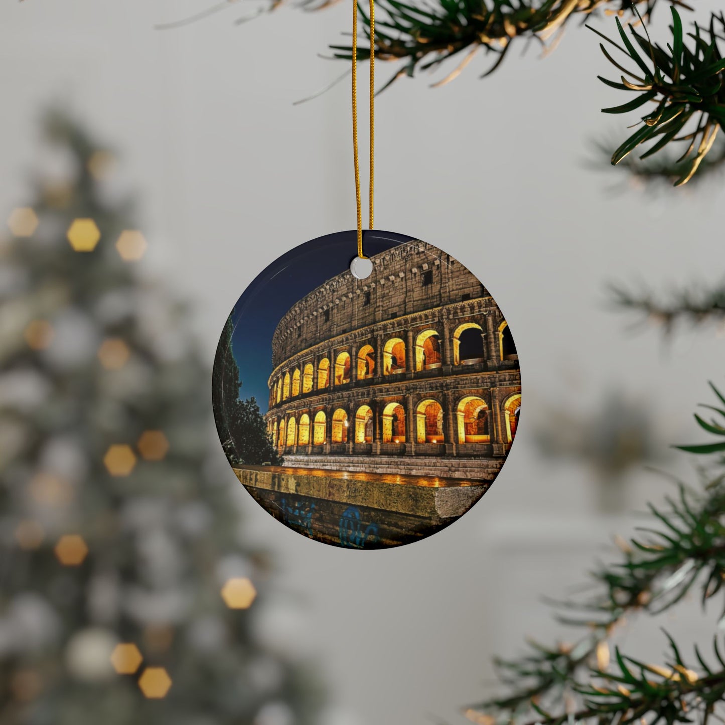 Evening Coliseum Rome by Chasing Oz - Double-sided Ceramic Ornaments