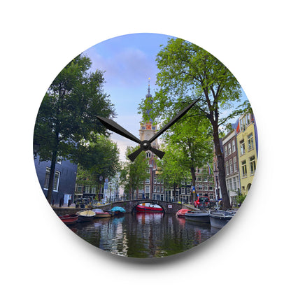 Amsterdam at Sundown - Acrylic Wall Clock