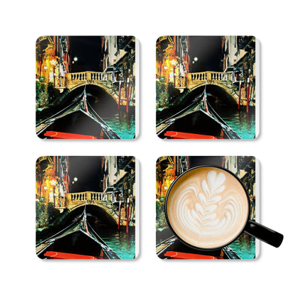 Chasing Oz Art Evening Venice Canals - Corkwood Coaster Set of 4